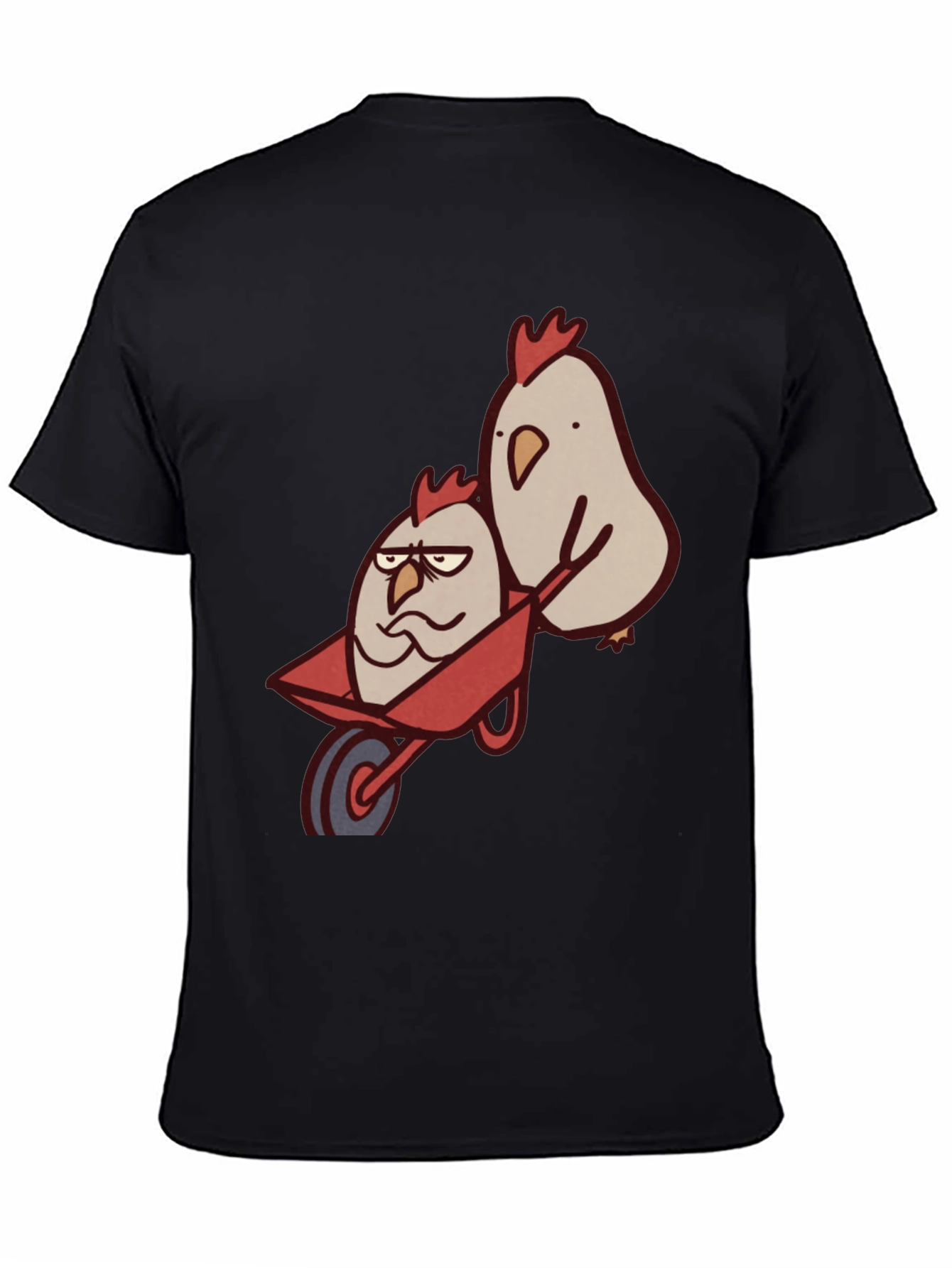Funny Chicken Wheelbarrow Black T-Shirt