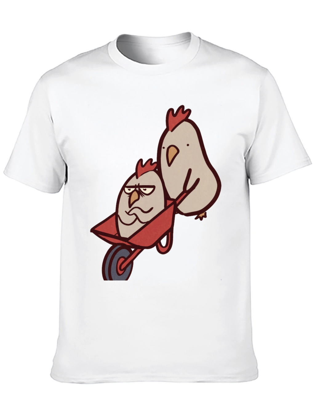 Funny Chicken Wheelbarrow Black T-Shirt