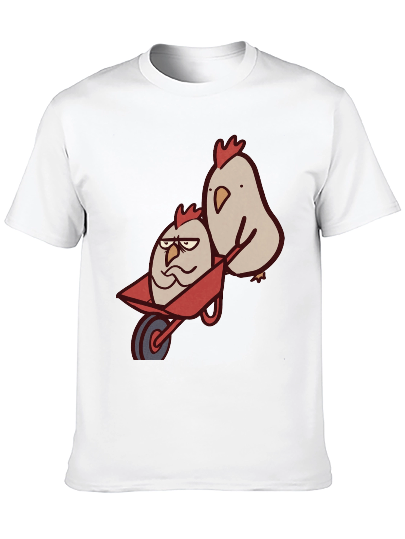 Funny Chicken Wheelbarrow Black T-Shirt