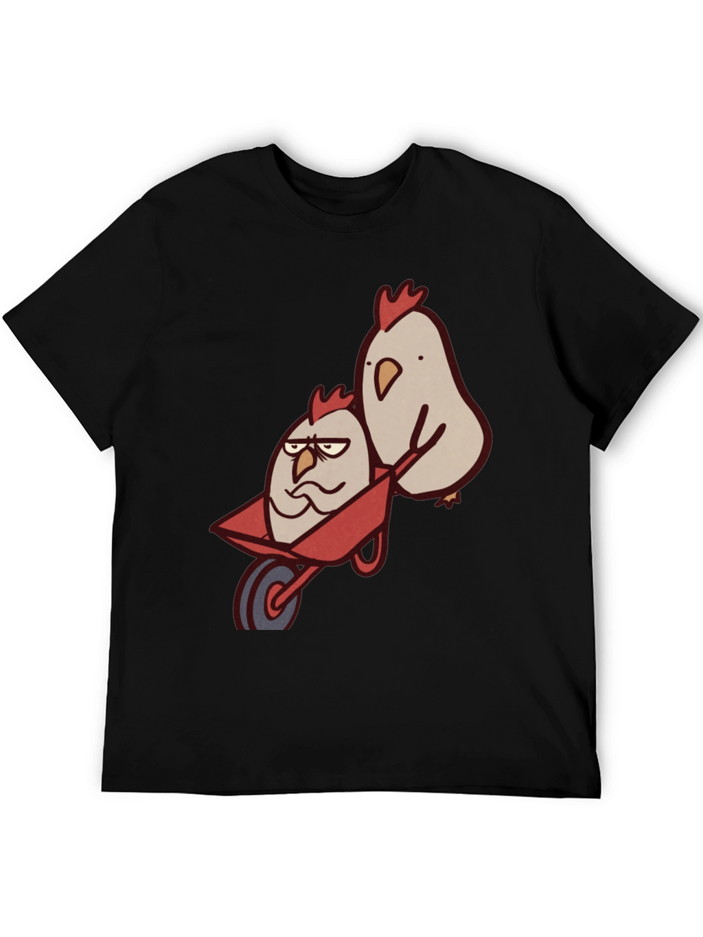 Funny Chicken Wheelbarrow Black T-Shirt
