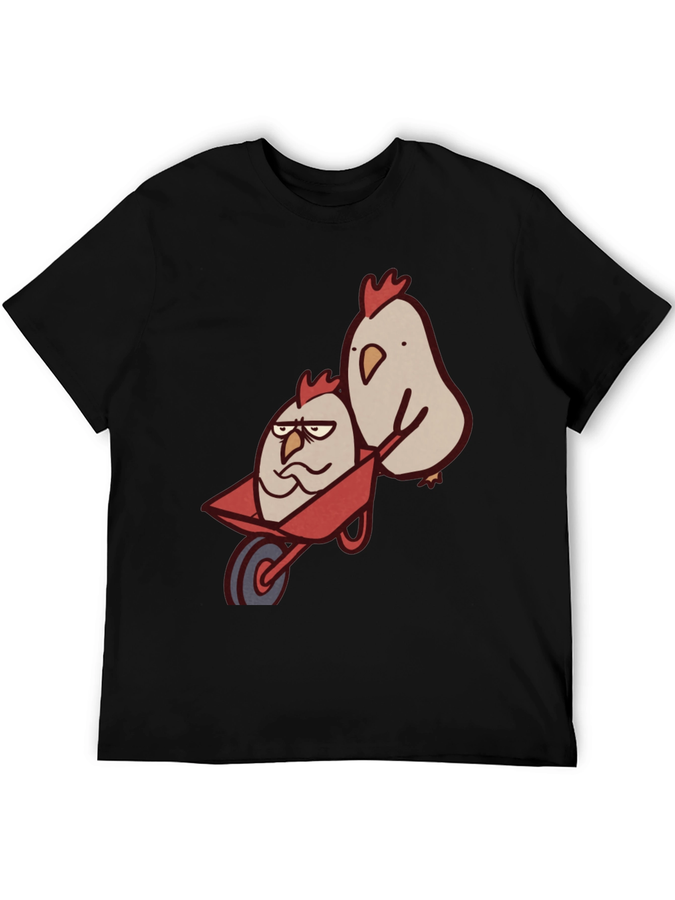 Funny Chicken Wheelbarrow Black T-Shirt