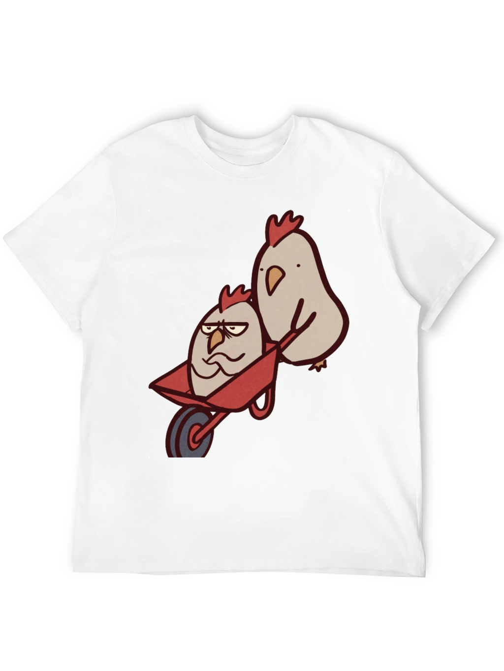 Funny Chicken Wheelbarrow Black T-Shirt