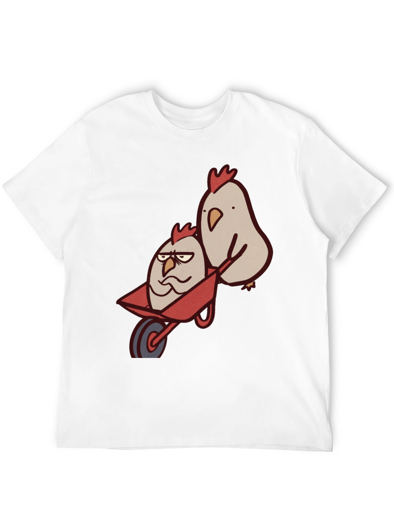 Funny Chicken Wheelbarrow Black T-Shirt