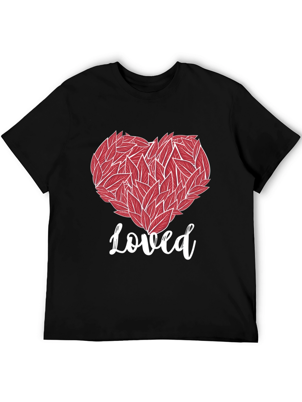 Loved Heart Graphic Tee - Black Cotton T-Shirt