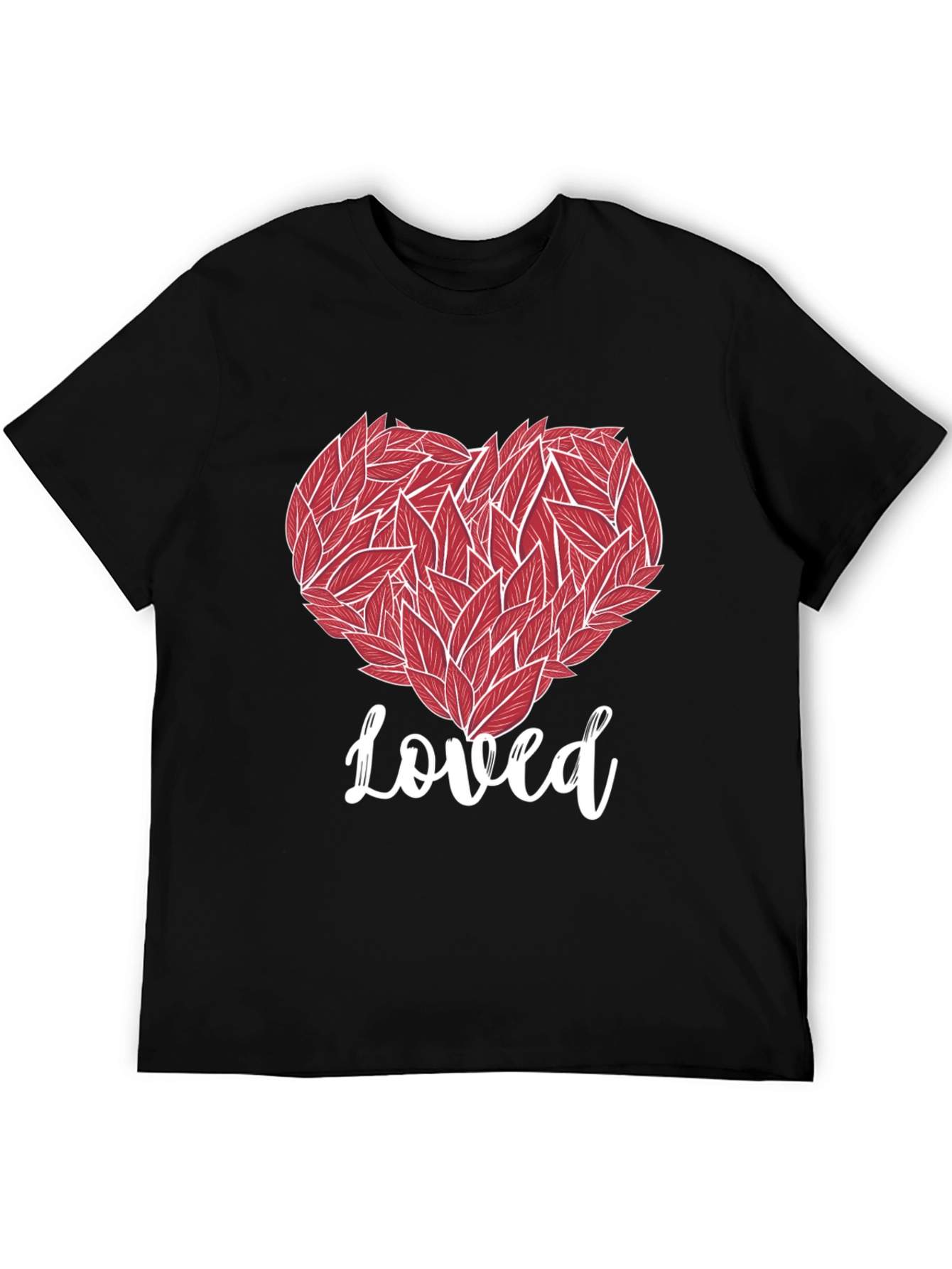 Loved Heart Graphic Tee - Black Cotton T-Shirt