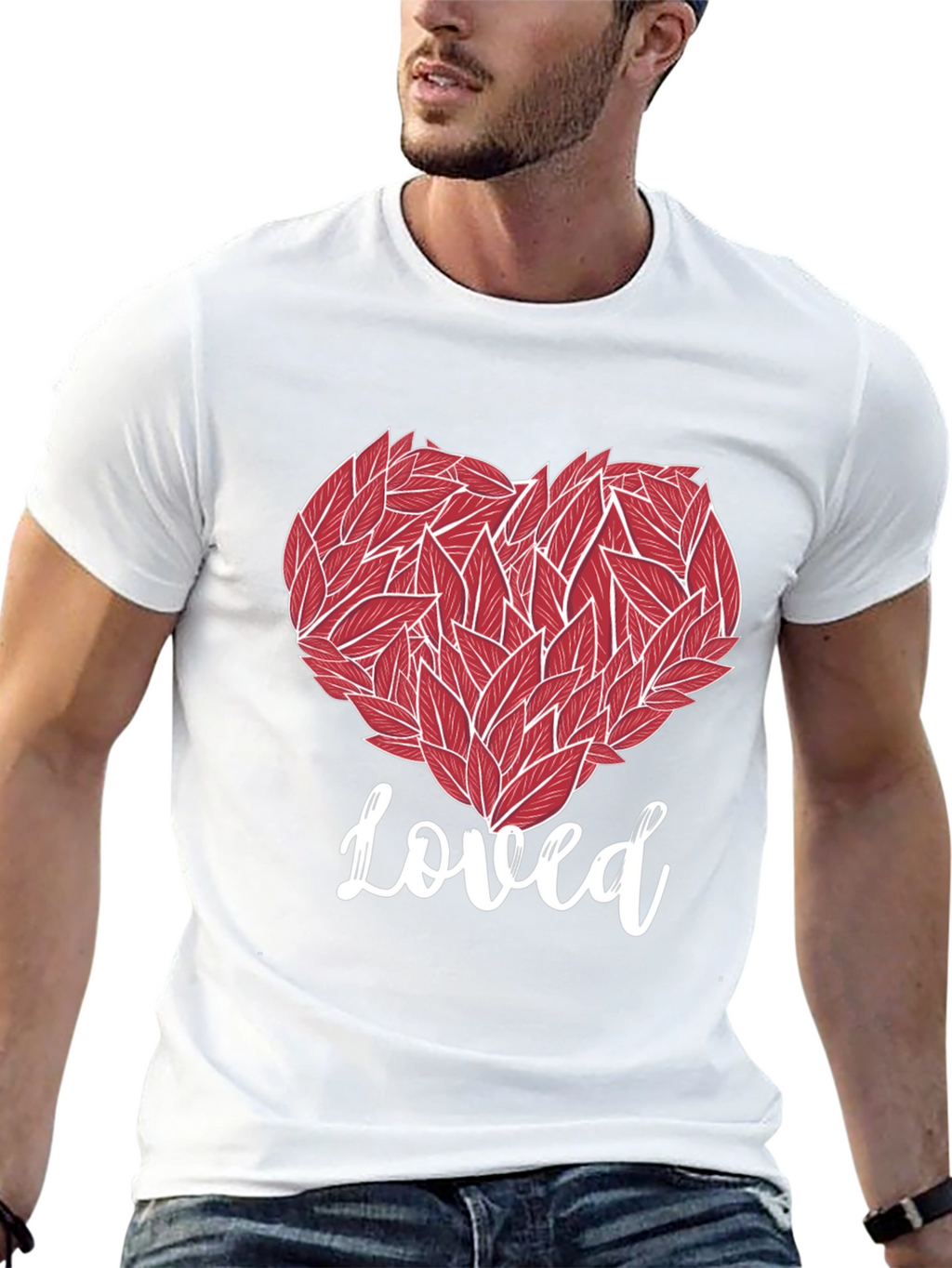 Loved Heart Graphic Tee - Black Cotton T-Shirt