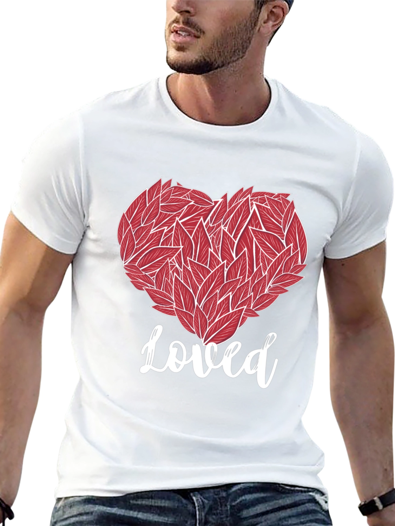 Loved Heart Graphic Tee - Black Cotton T-Shirt