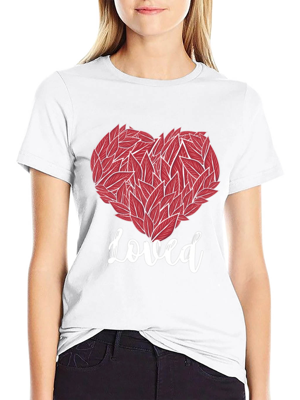 Loved Heart Graphic Tee - Black Cotton T-Shirt
