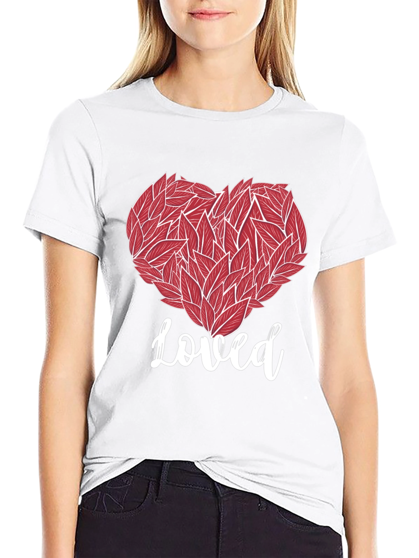 Loved Heart Graphic Tee - Black Cotton T-Shirt