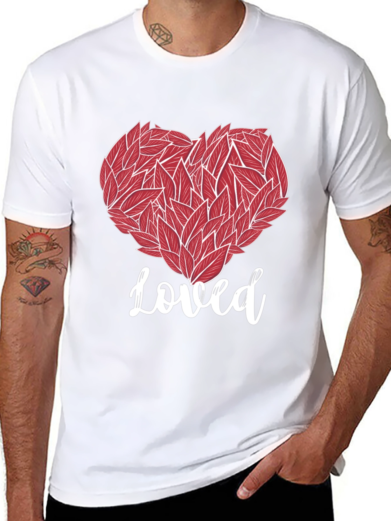 Loved Heart Graphic Tee - Black Cotton T-Shirt