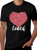 Loved Heart Graphic Tee - Black Cotton T-Shirt