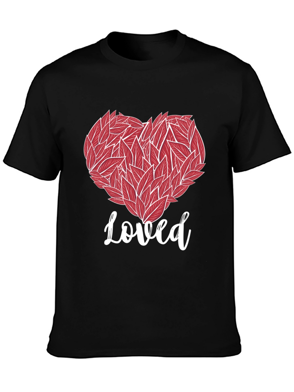 Loved Heart Graphic Tee - Black Cotton T-Shirt