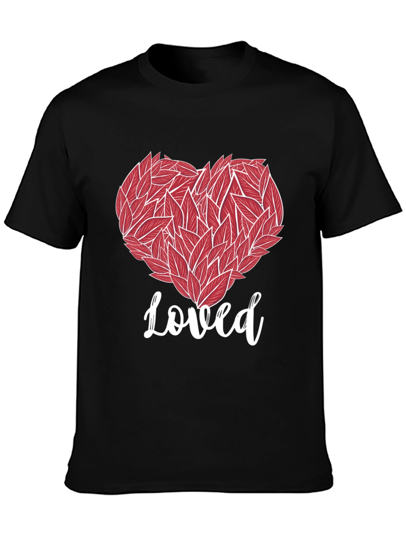 Loved Heart Graphic Tee - Black Cotton T-Shirt