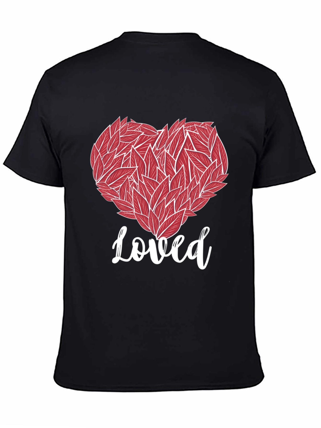 Loved Heart Graphic Tee - Black Cotton T-Shirt