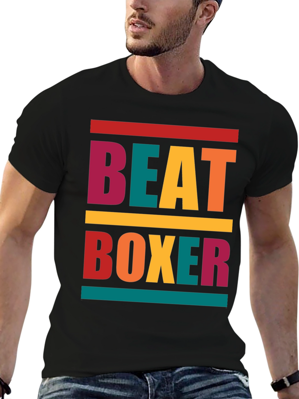 Retro Beat Boxer Graphic Tee - Trendy Mens T-Shirt