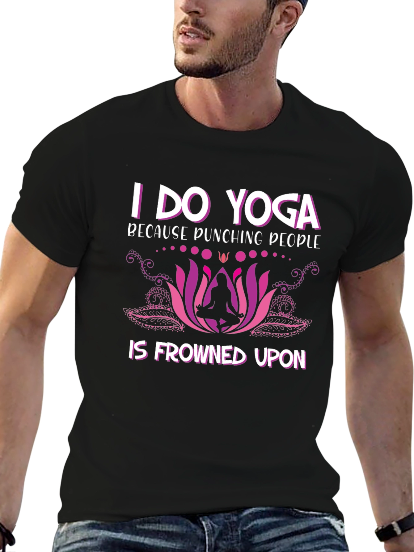 Funny Yoga T-Shirt: Punching People Frowned Upon
