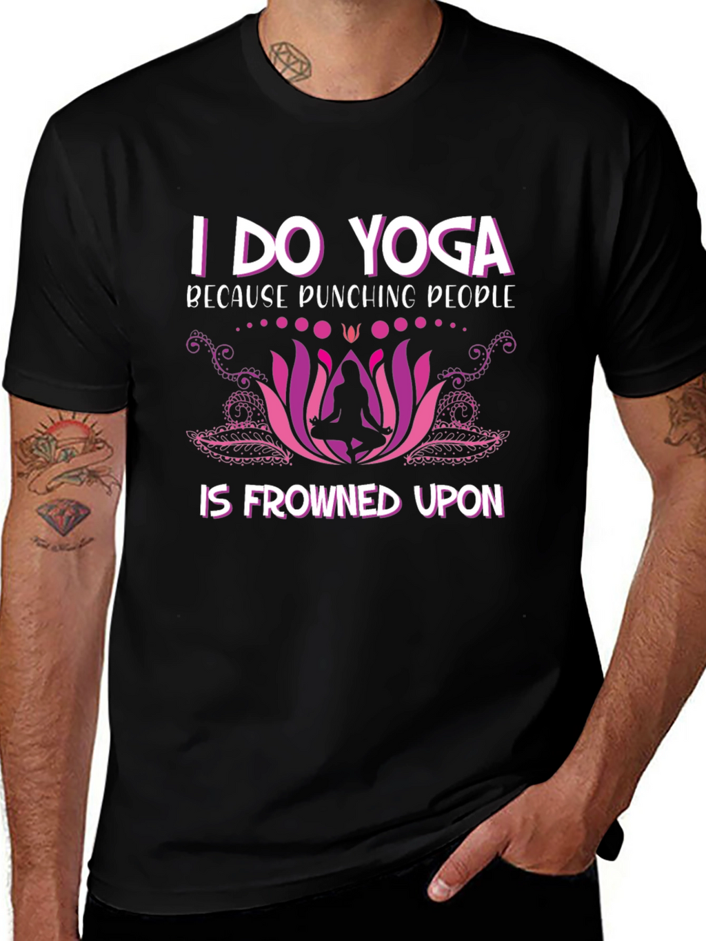 Funny Yoga T-Shirt: Punching People Frowned Upon
