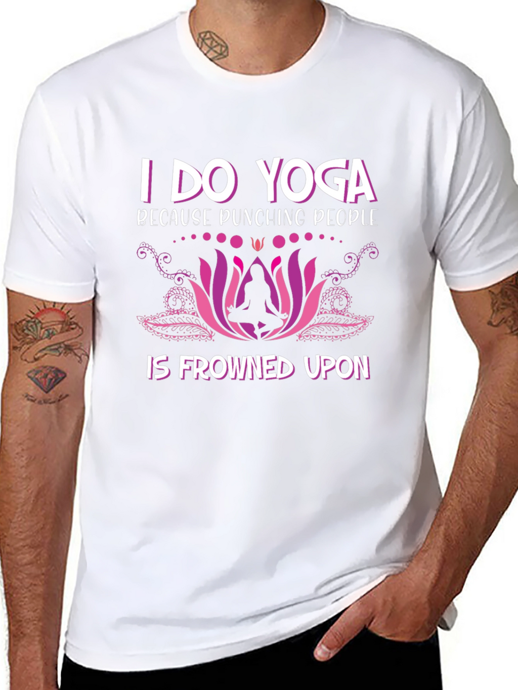 Funny Yoga T-Shirt: Punching People Frowned Upon