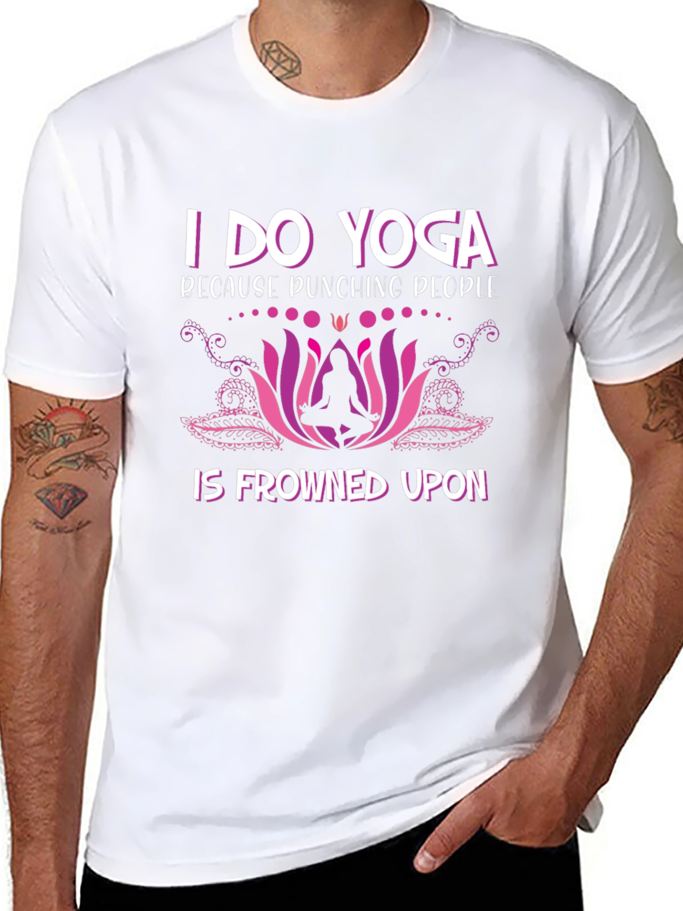 Funny Yoga T-Shirt: Punching People Frowned Upon