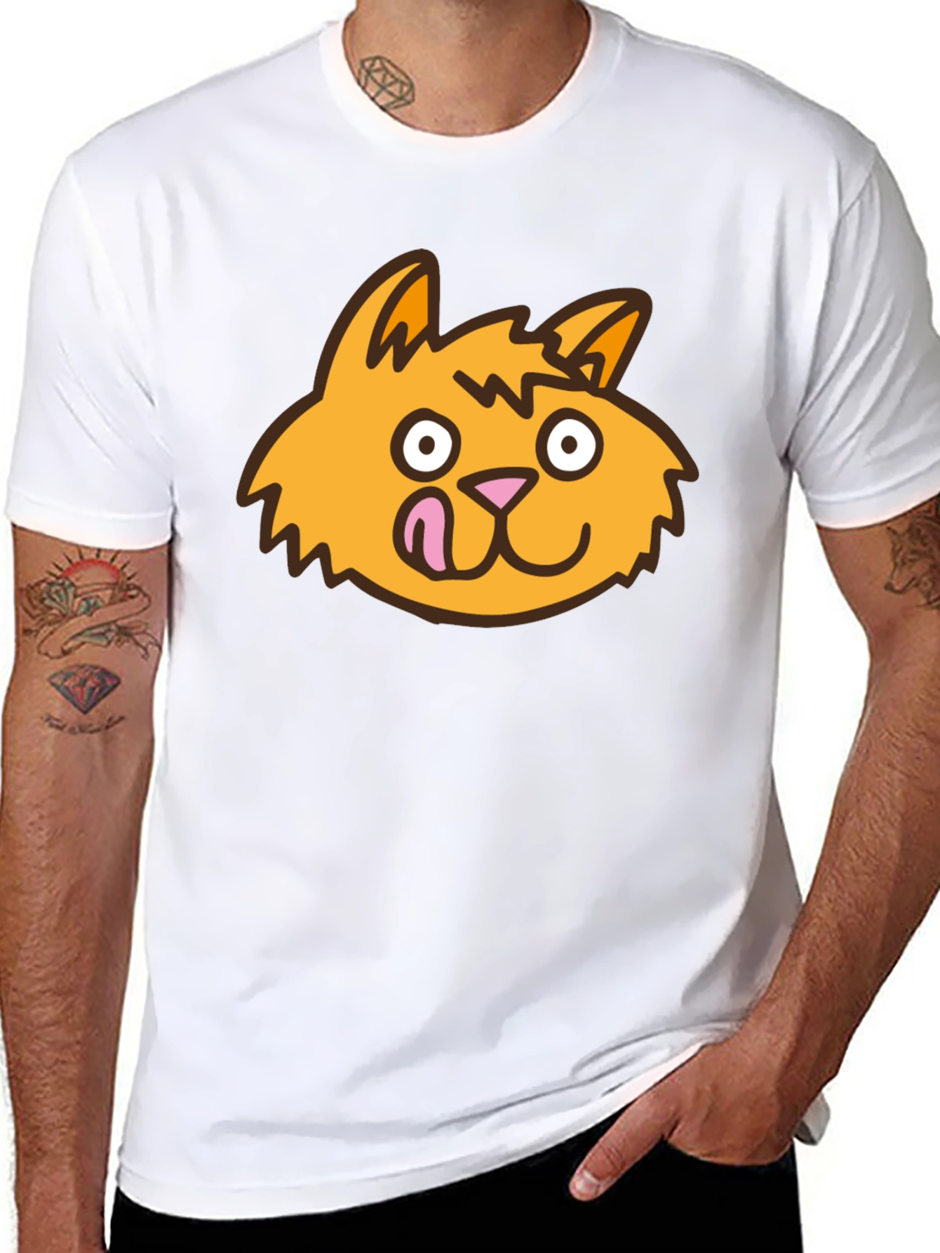 Funny Cat Tongue T-Shirt - Black