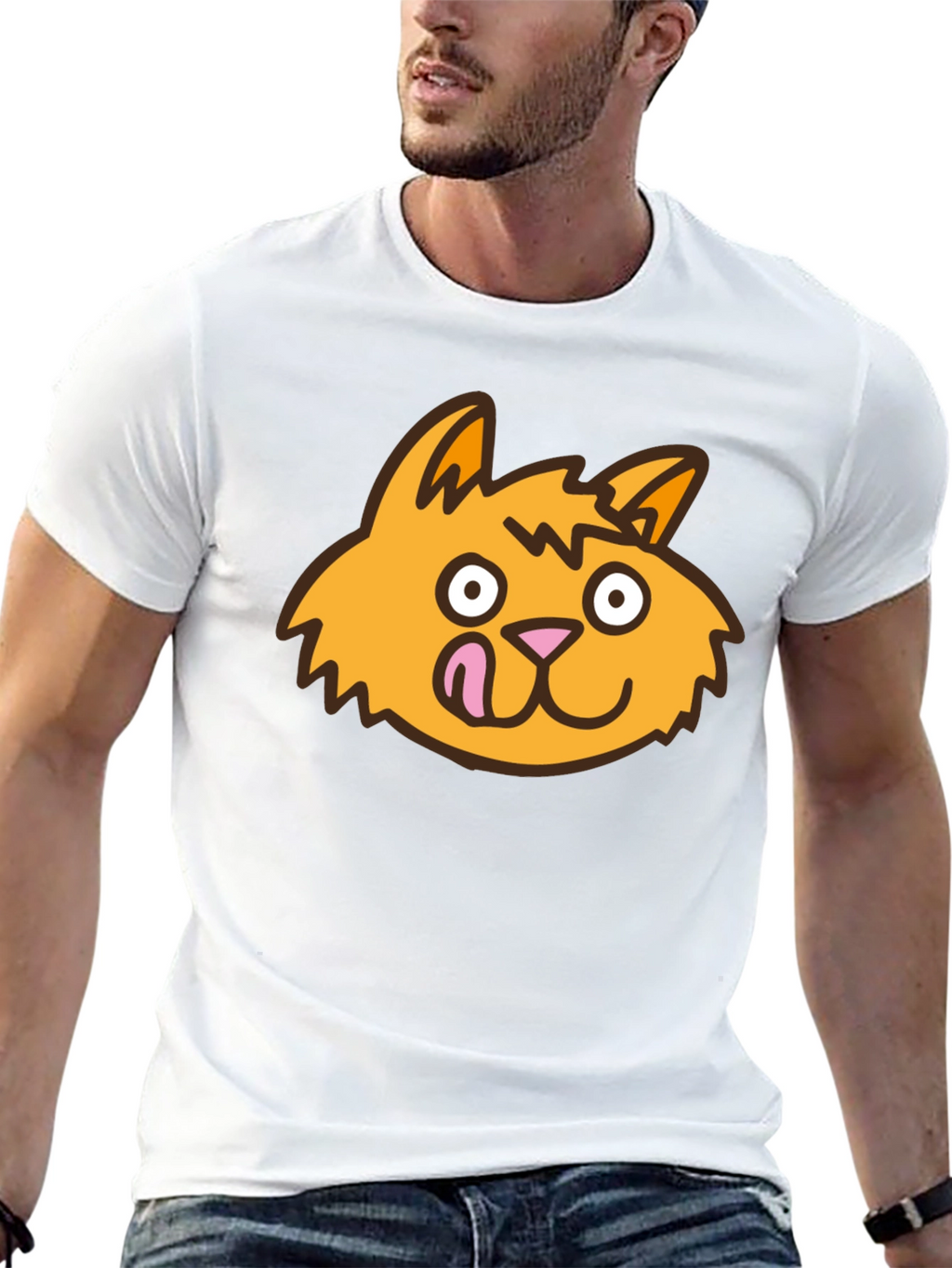 Funny Cat Tongue T-Shirt - Black