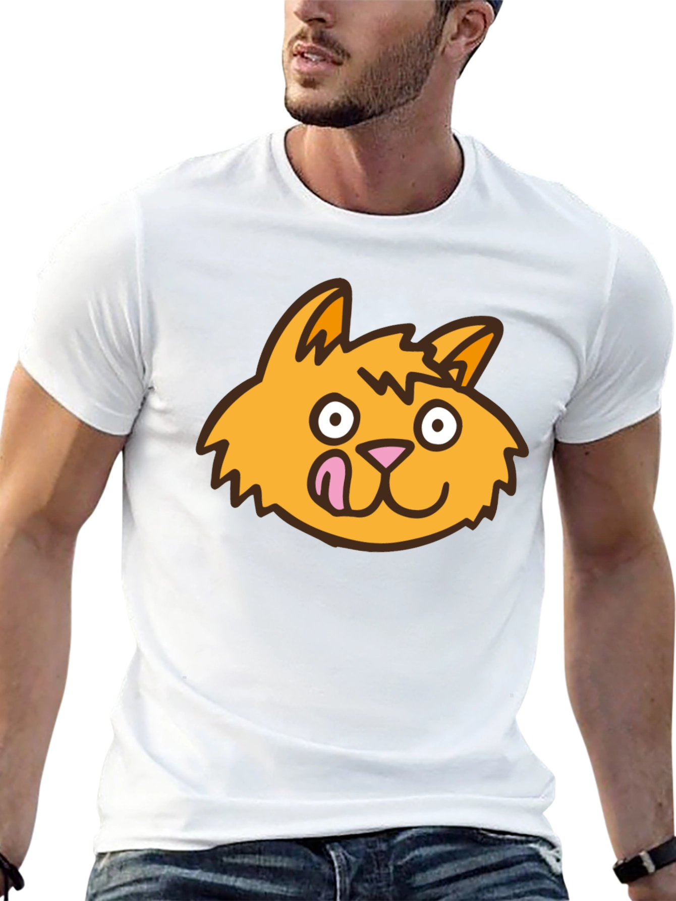 Funny Cat Tongue T-Shirt - Black