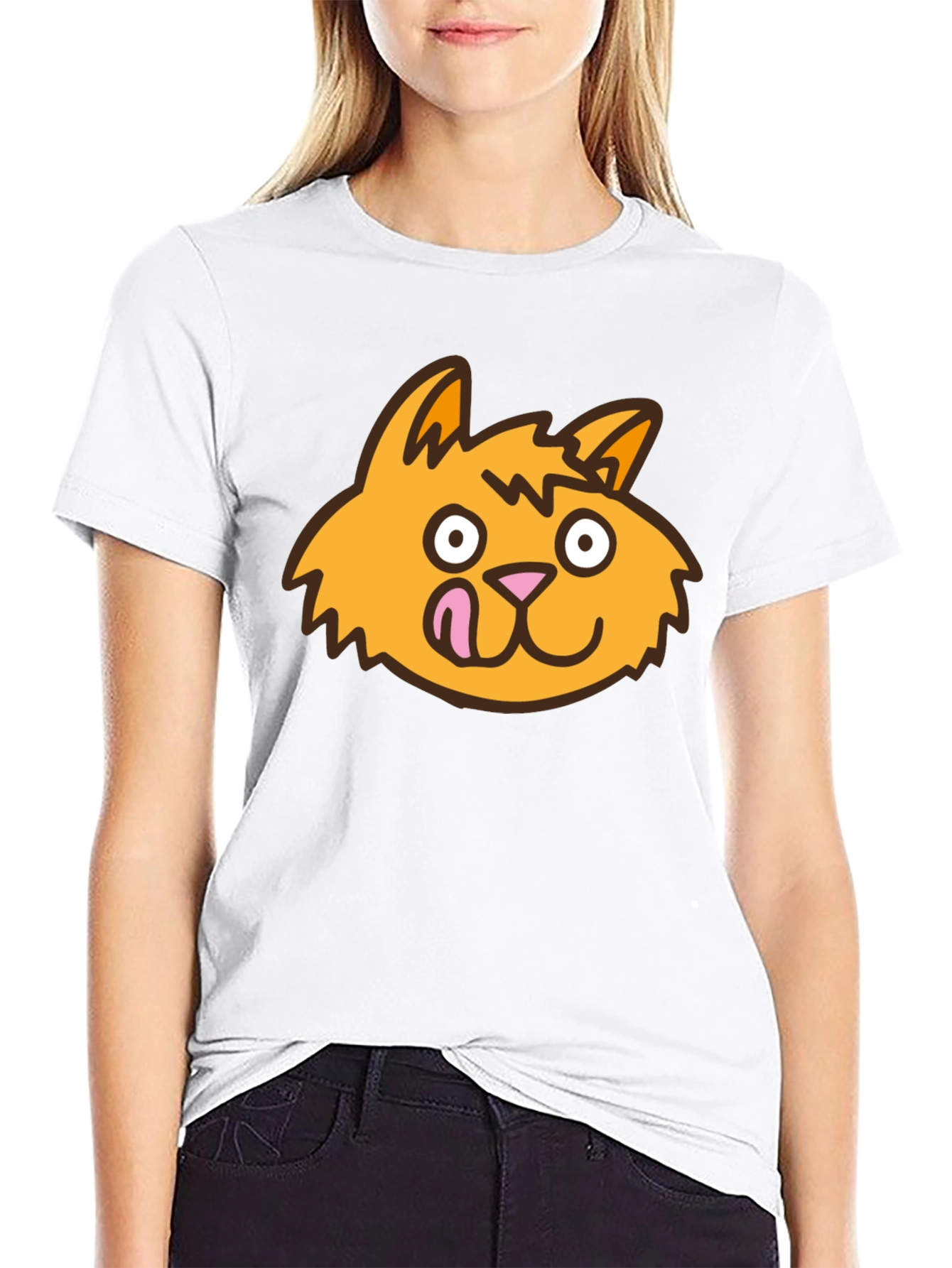 Funny Cat Tongue T-Shirt - Black