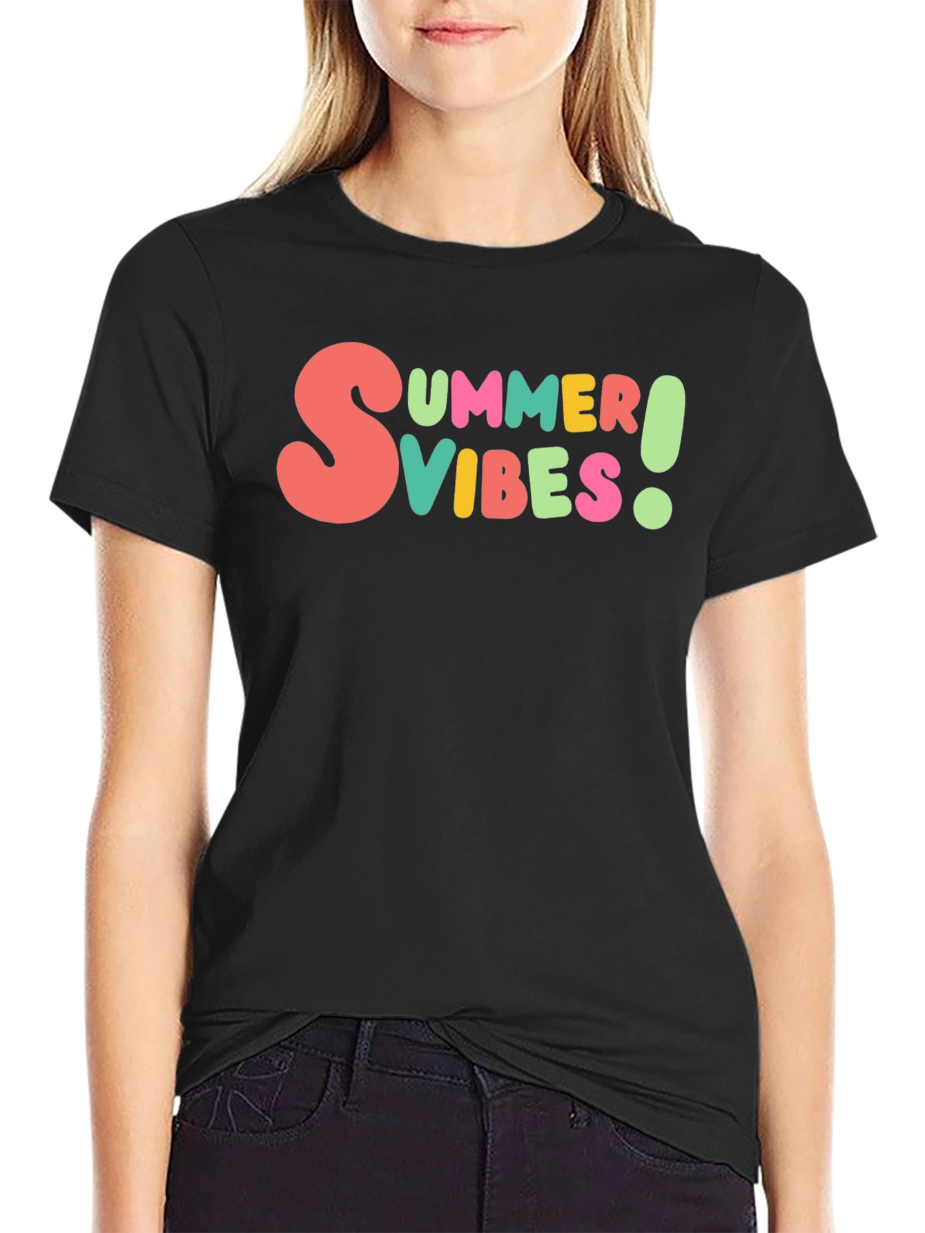 Summer Vibes Graphic Tee - Casual Black T-Shirt