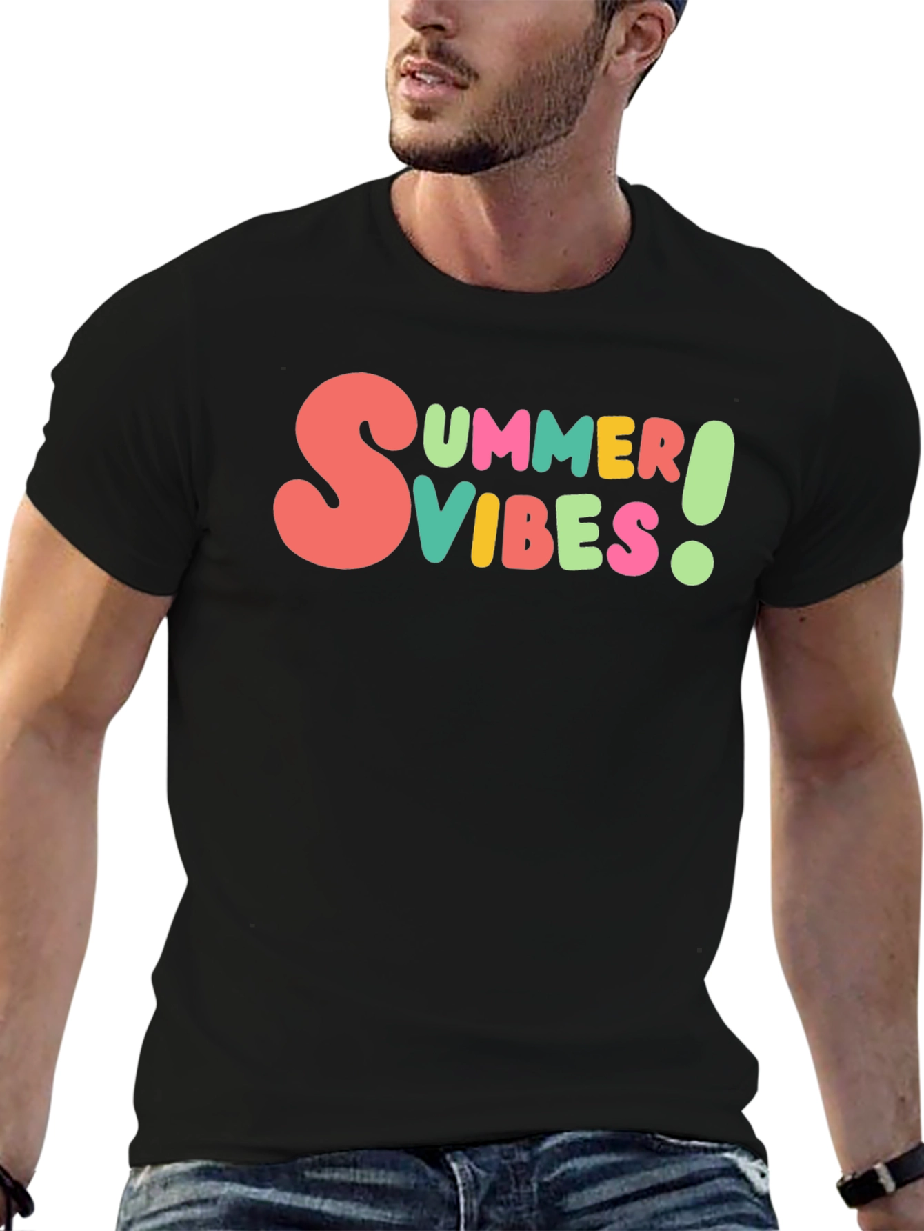 Summer Vibes Graphic Tee - Casual Black T-Shirt