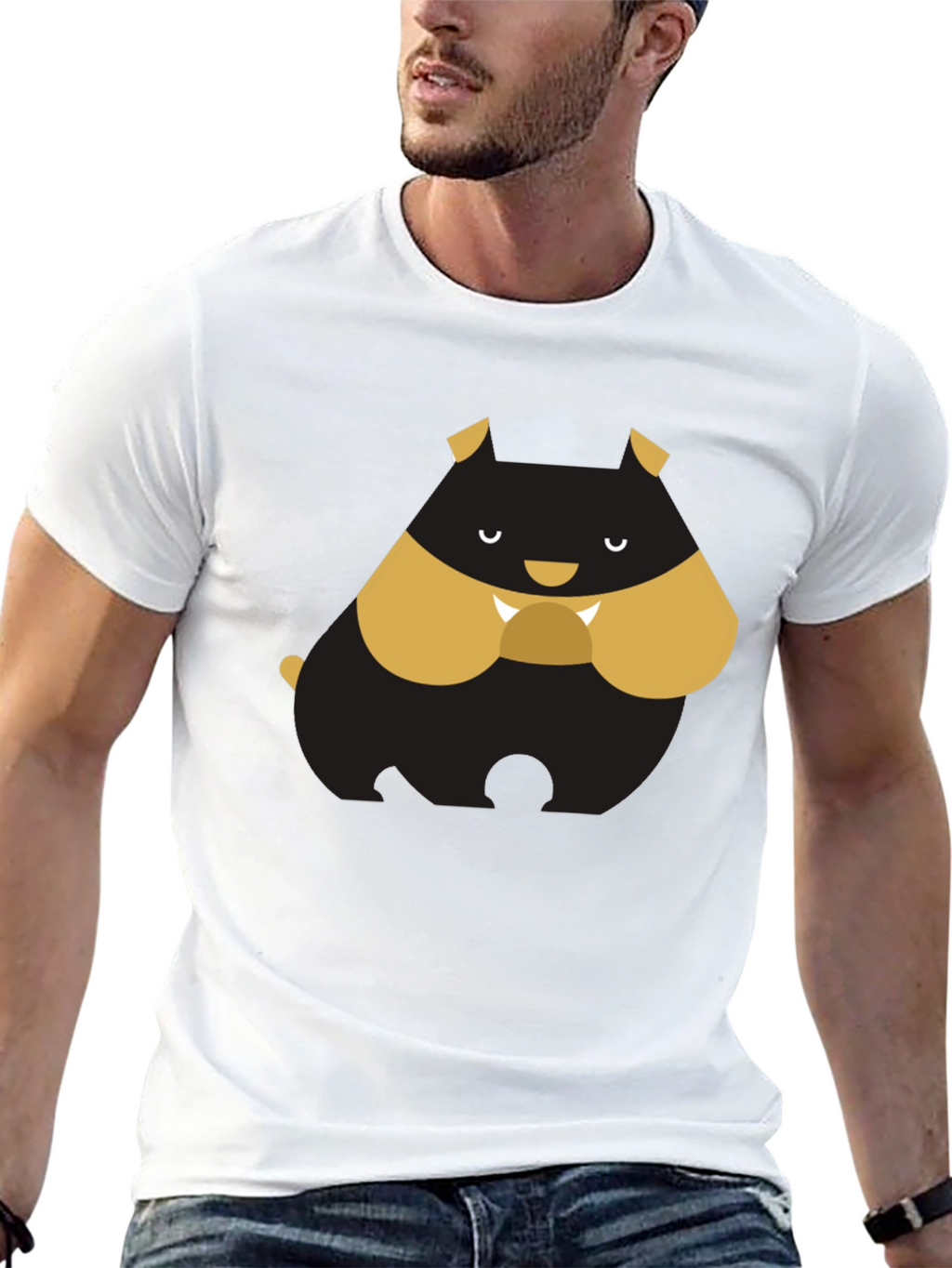 Cartoon Bulldog Graphic Tee - Black T-Shirt