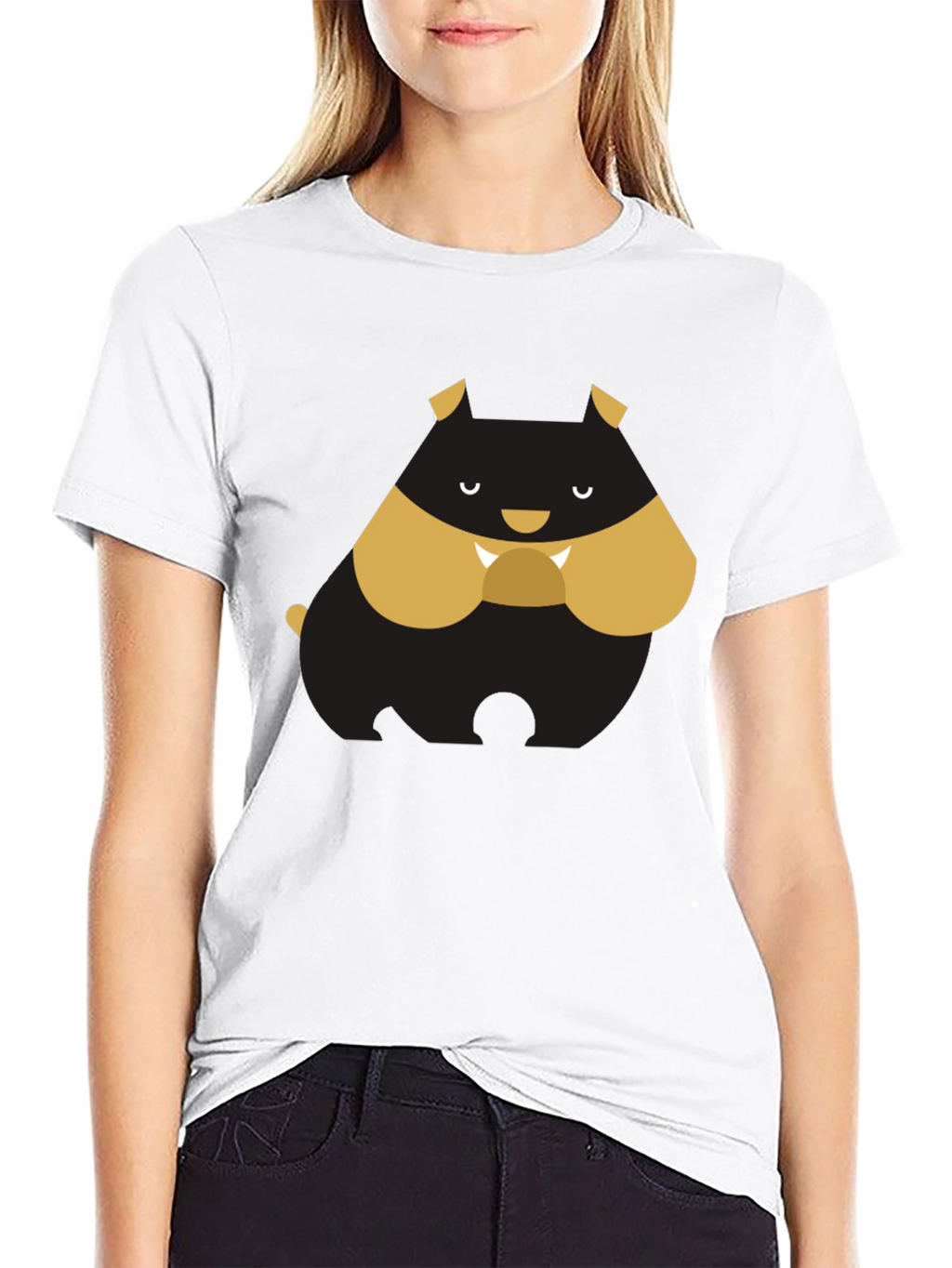 Cartoon Bulldog Graphic Tee - Black T-Shirt