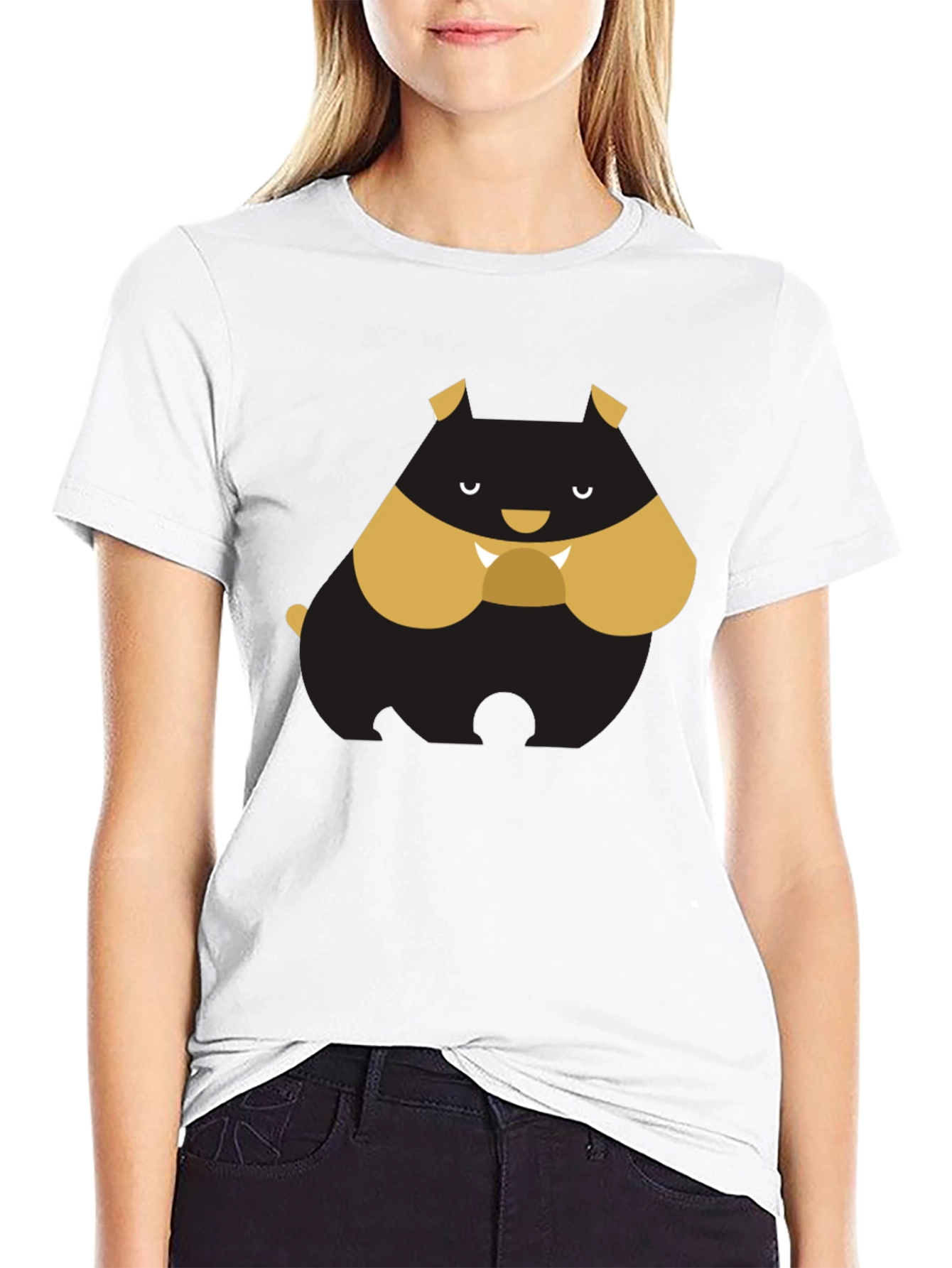 Cartoon Bulldog Graphic Tee - Black T-Shirt