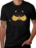 Cartoon Bulldog Graphic Tee - Black T-Shirt