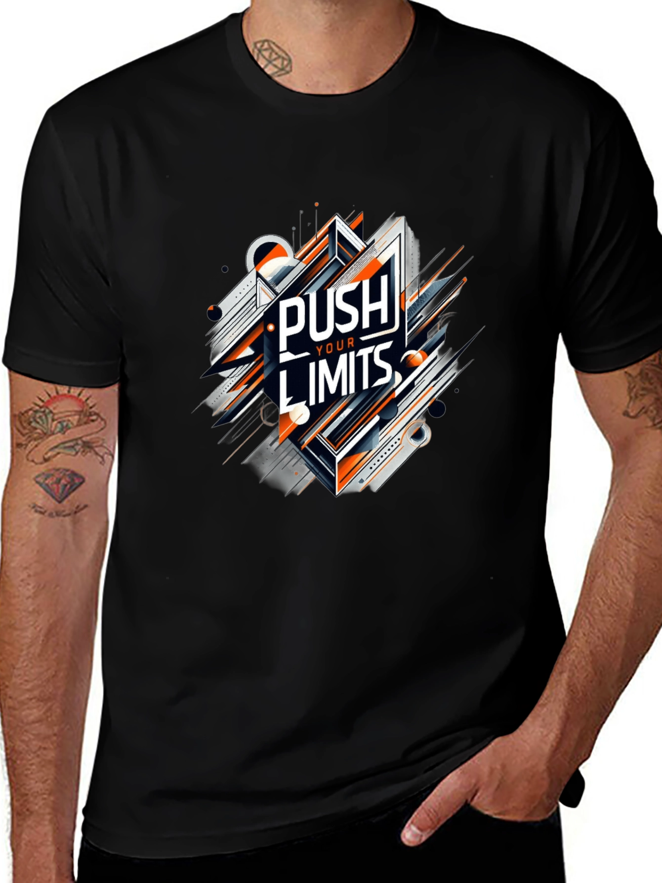 Push Your Limits Graphic Tee - Premium Black T-Shirt