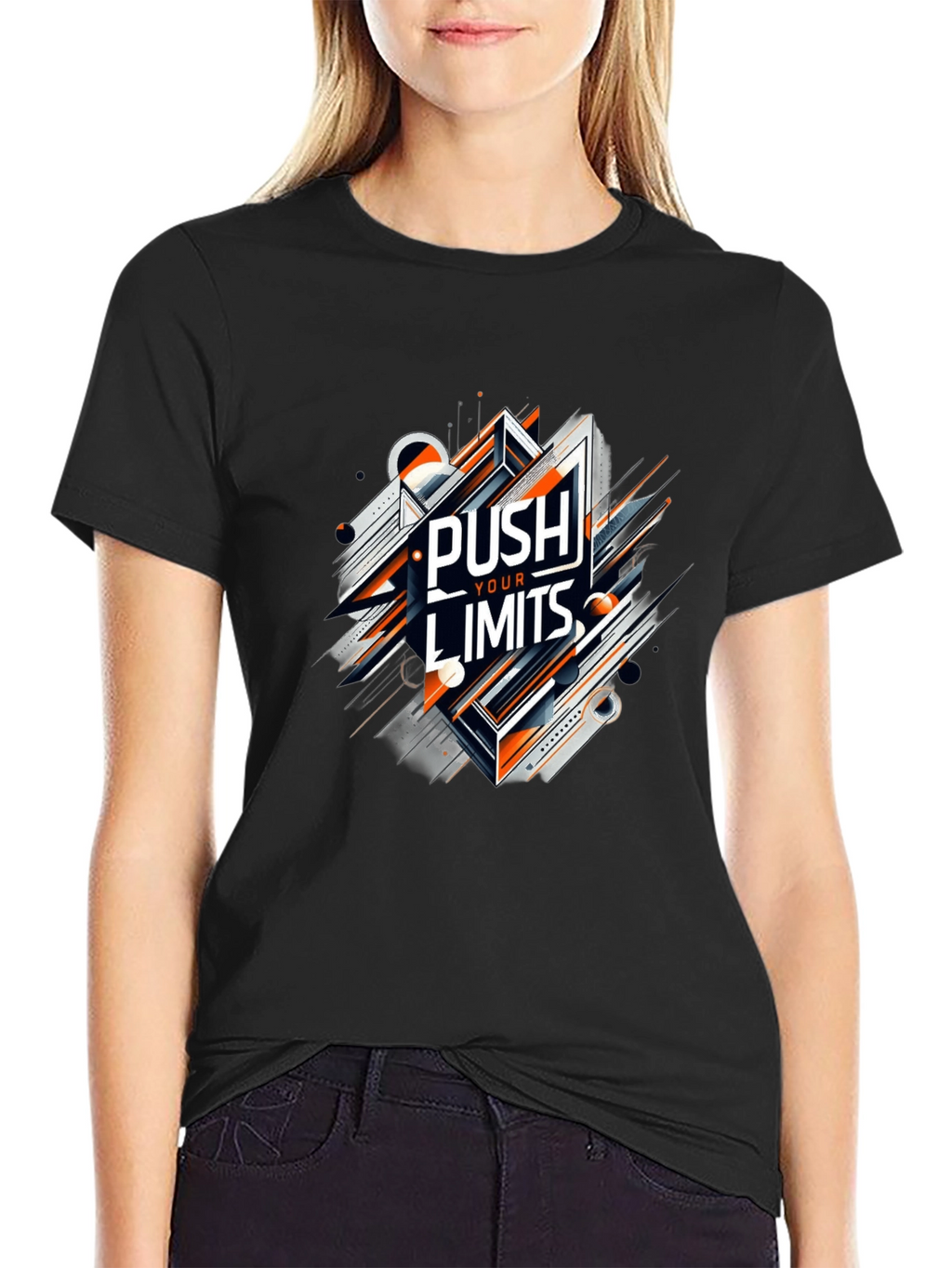 Push Your Limits Graphic Tee - Premium Black T-Shirt