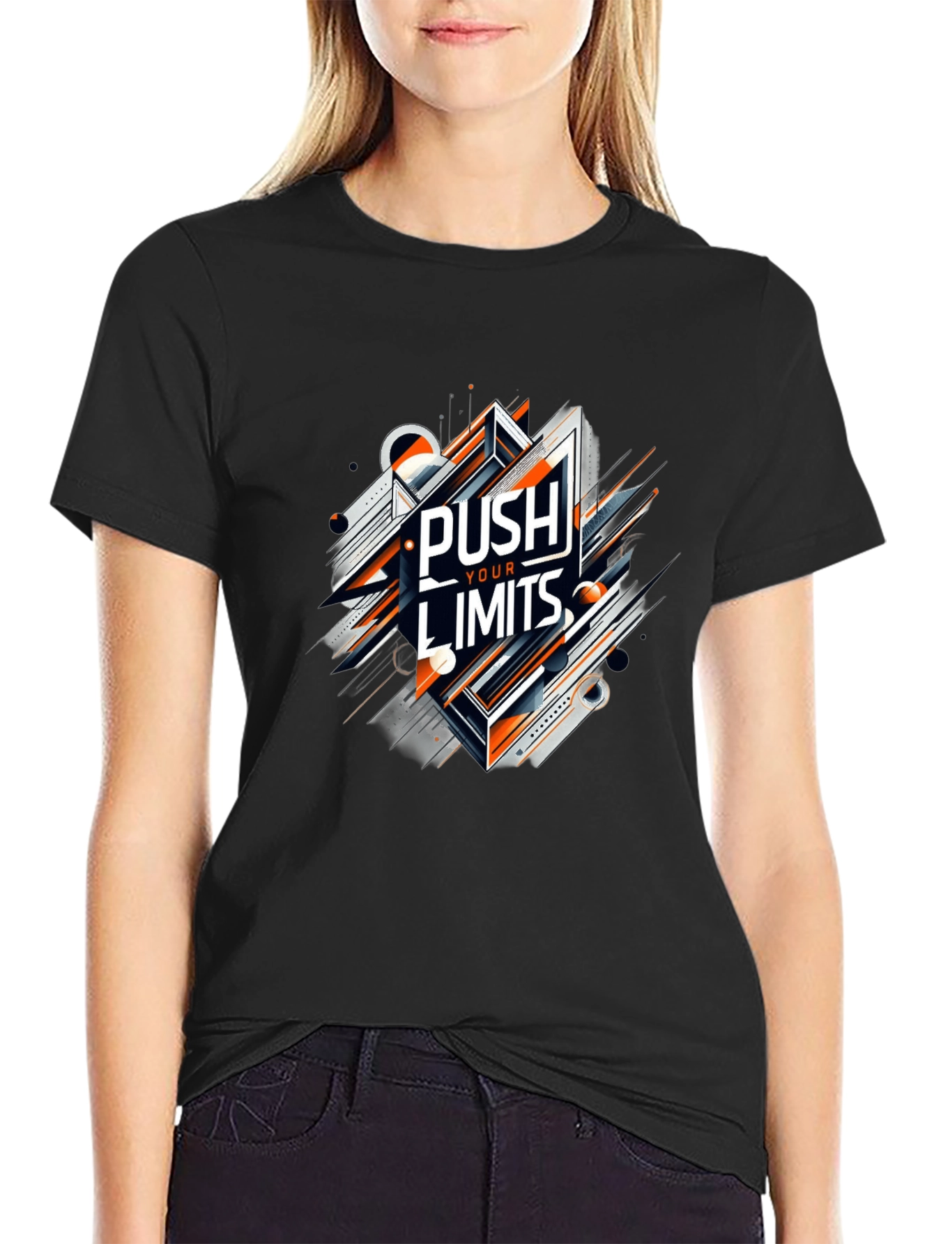 Push Your Limits Graphic Tee - Premium Black T-Shirt