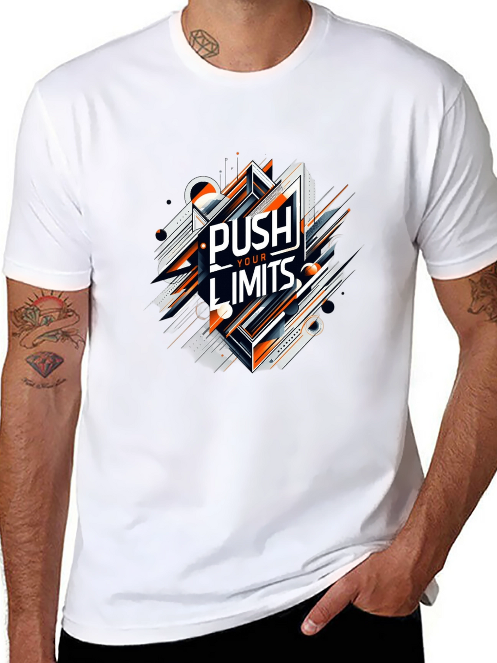 Push Your Limits Graphic Tee - Premium Black T-Shirt