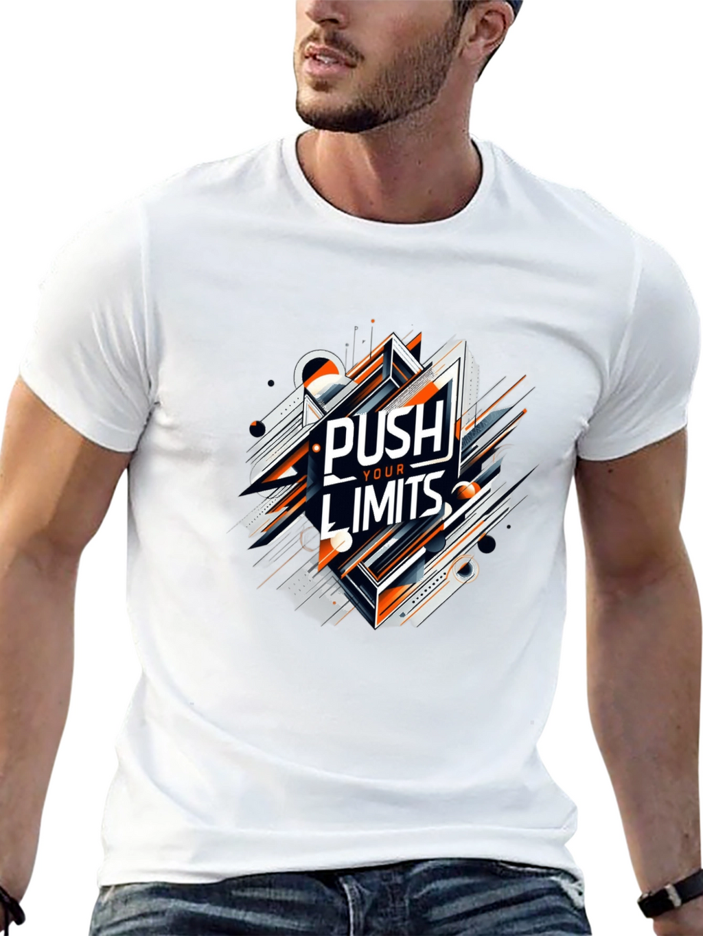 Push Your Limits Graphic Tee - Premium Black T-Shirt