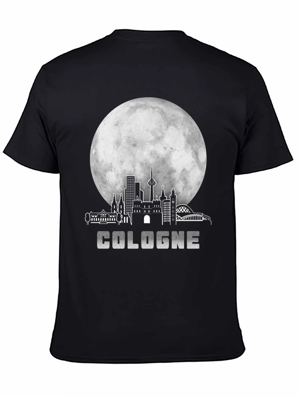 Cologne Cityscape Moon Black T-Shirt