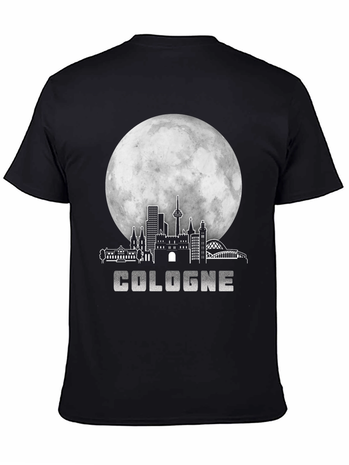 Cologne Cityscape Moon Black T-Shirt