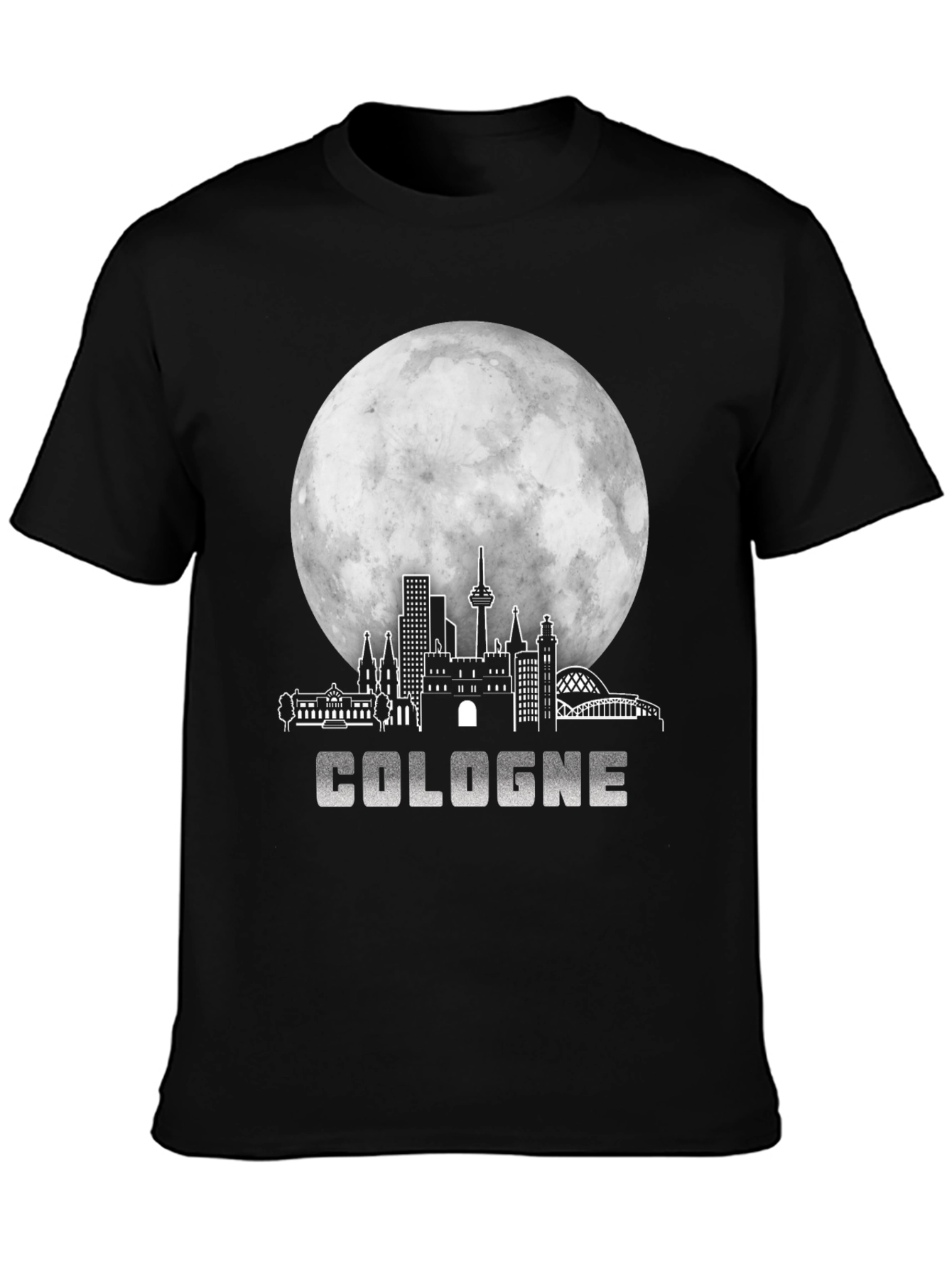 Cologne Cityscape Moon Black T-Shirt