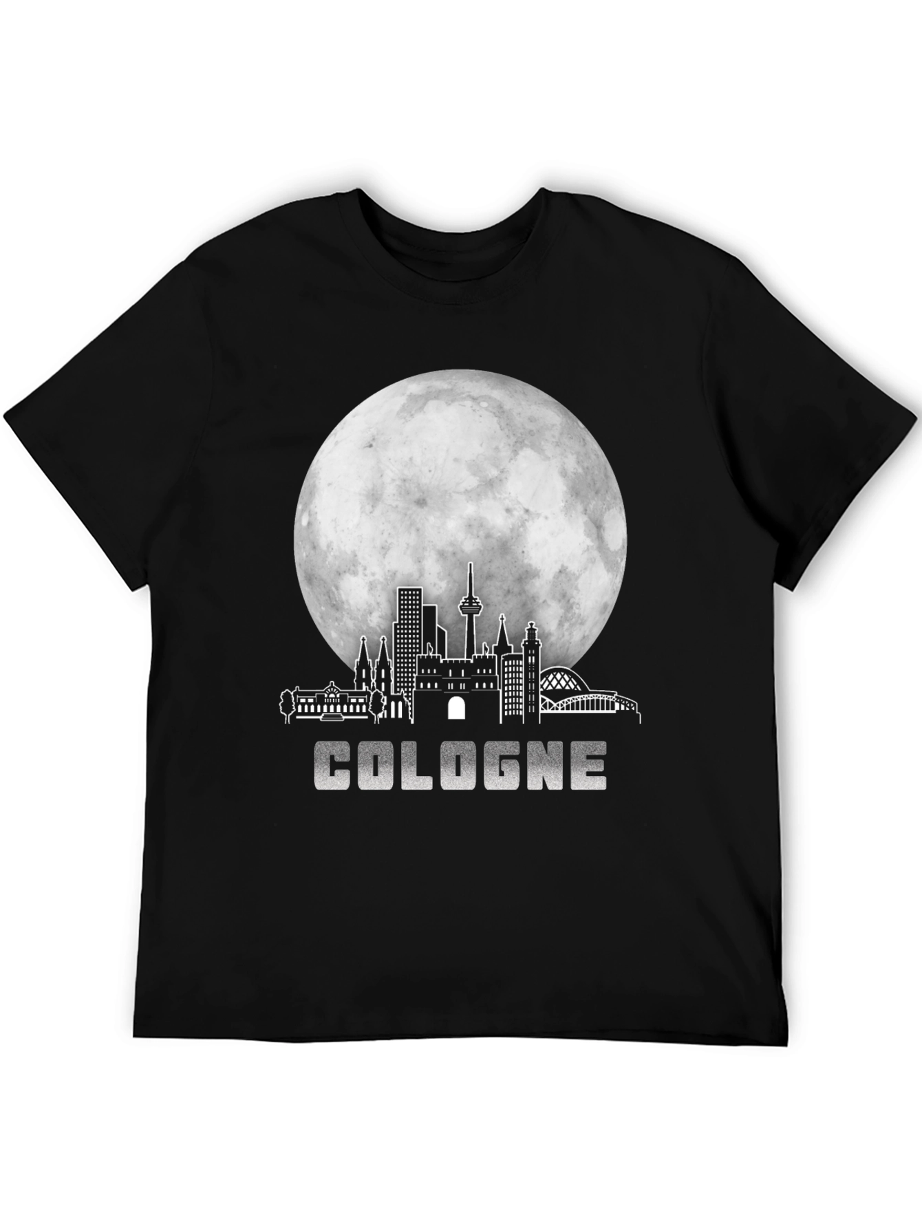 Cologne Cityscape Moon Black T-Shirt