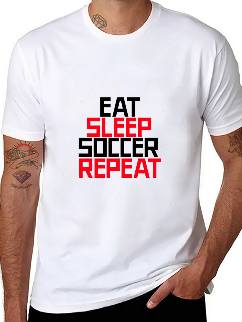 Eat Sleep Soccer Repeat T-Shirt - Black Graphic Tee