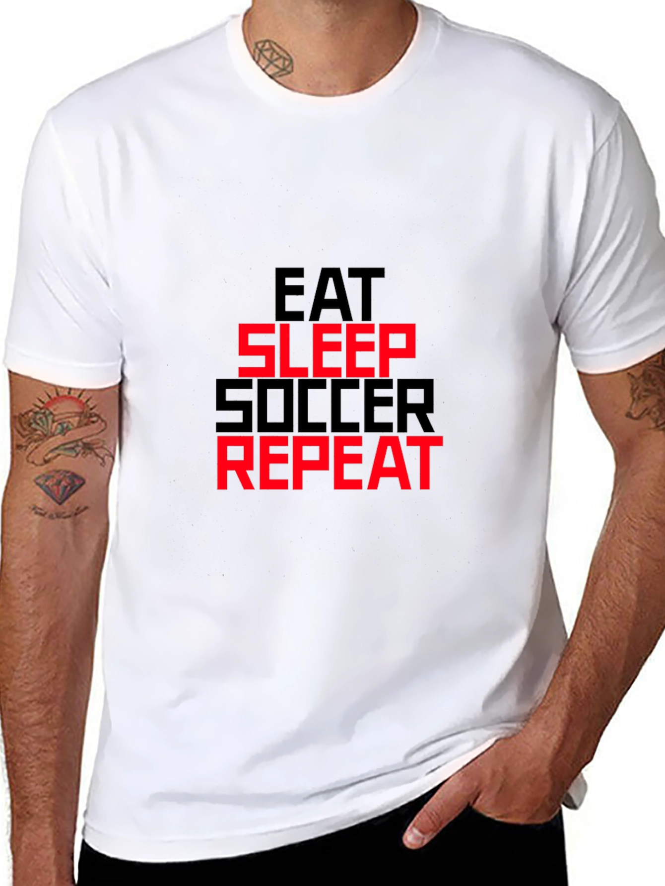 Eat Sleep Soccer Repeat T-Shirt - Black Graphic Tee