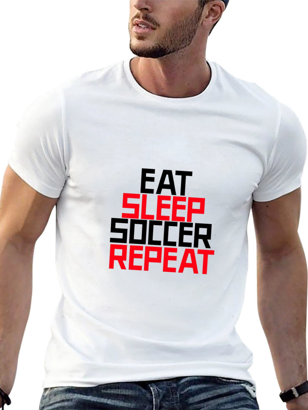 Eat Sleep Soccer Repeat T-Shirt - Black Graphic Tee