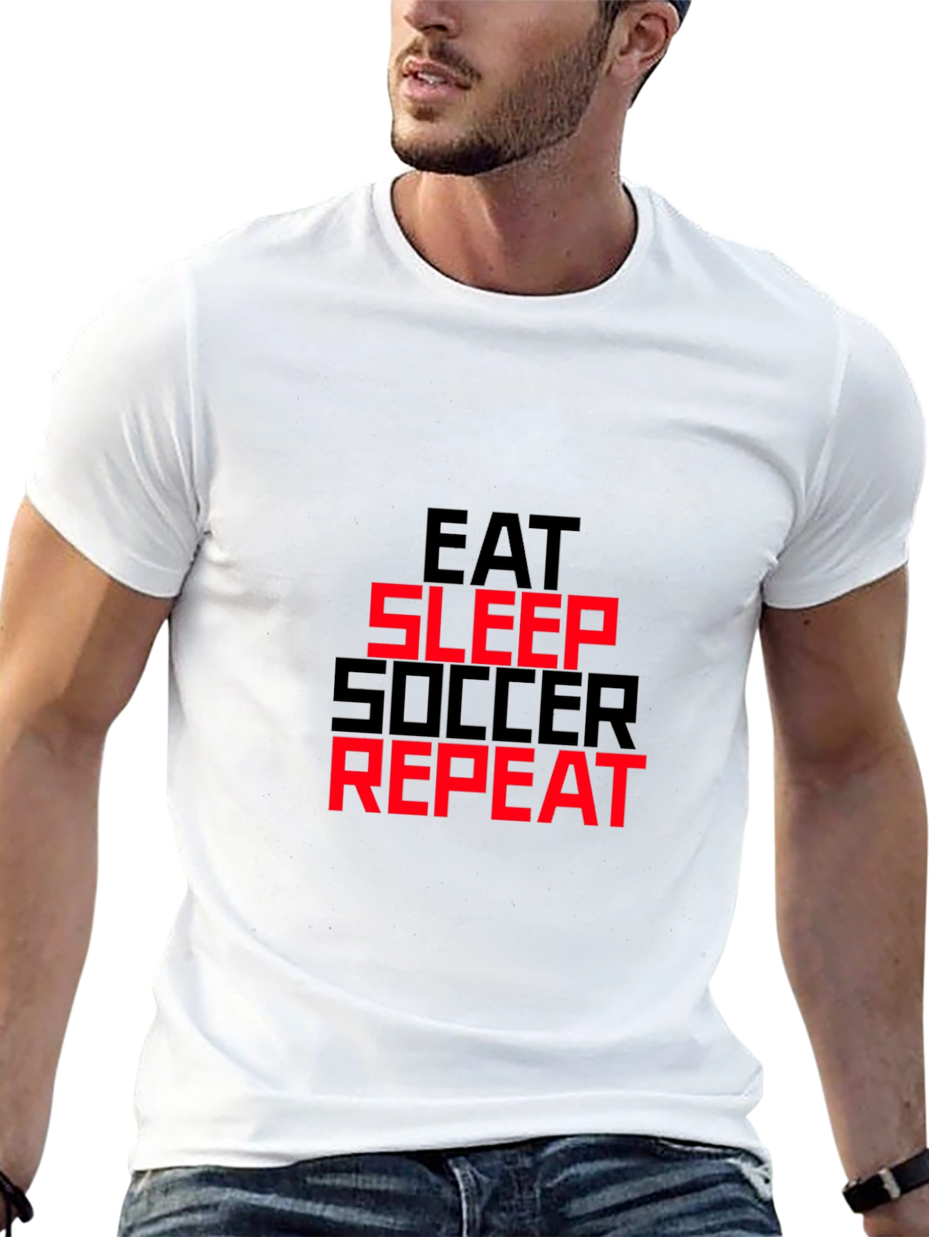 Eat Sleep Soccer Repeat T-Shirt - Black Graphic Tee