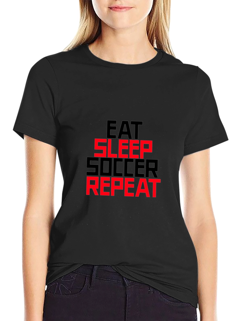 Eat Sleep Soccer Repeat T-Shirt - Black Graphic Tee