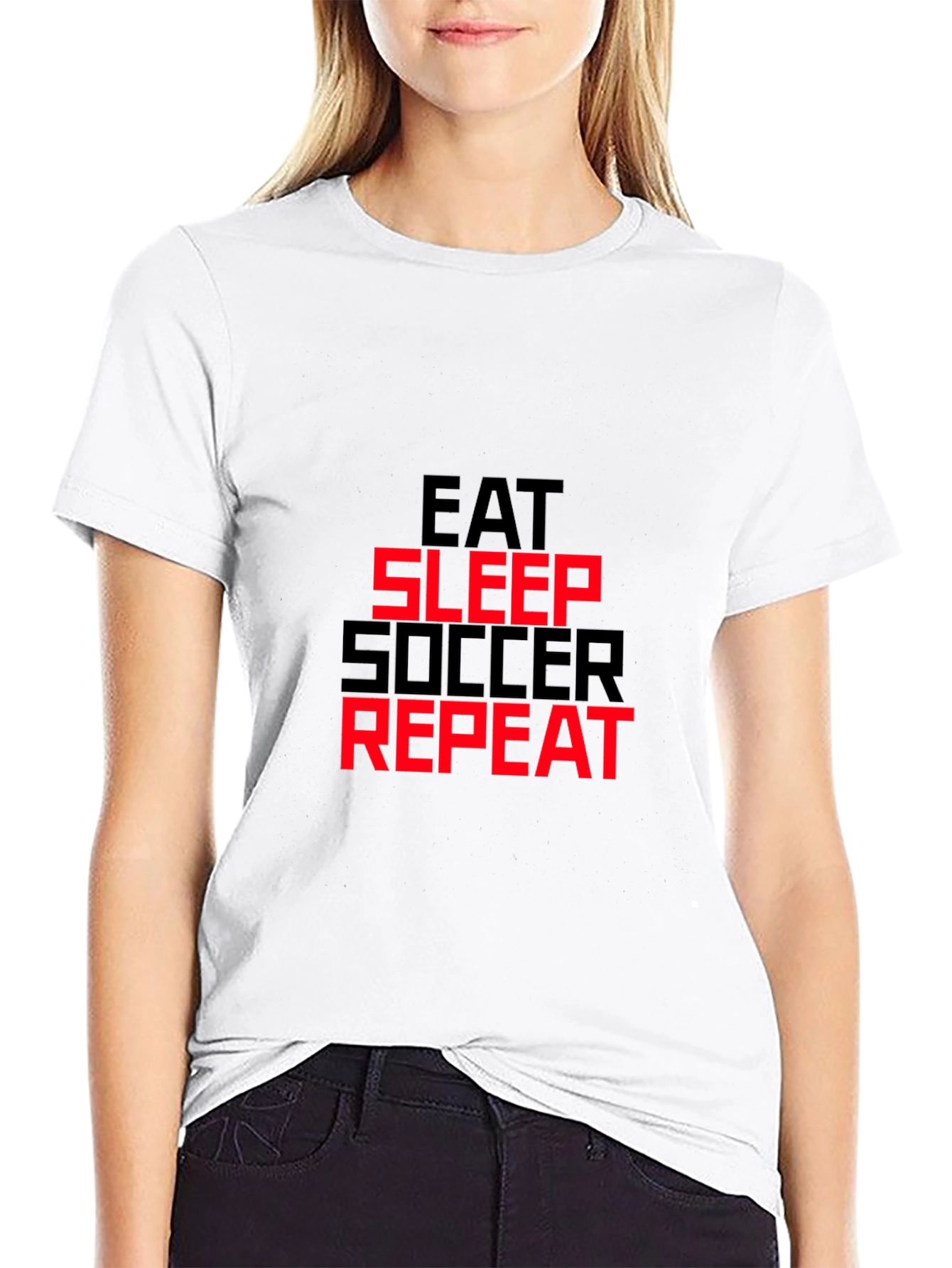 Eat Sleep Soccer Repeat T-Shirt - Black Graphic Tee