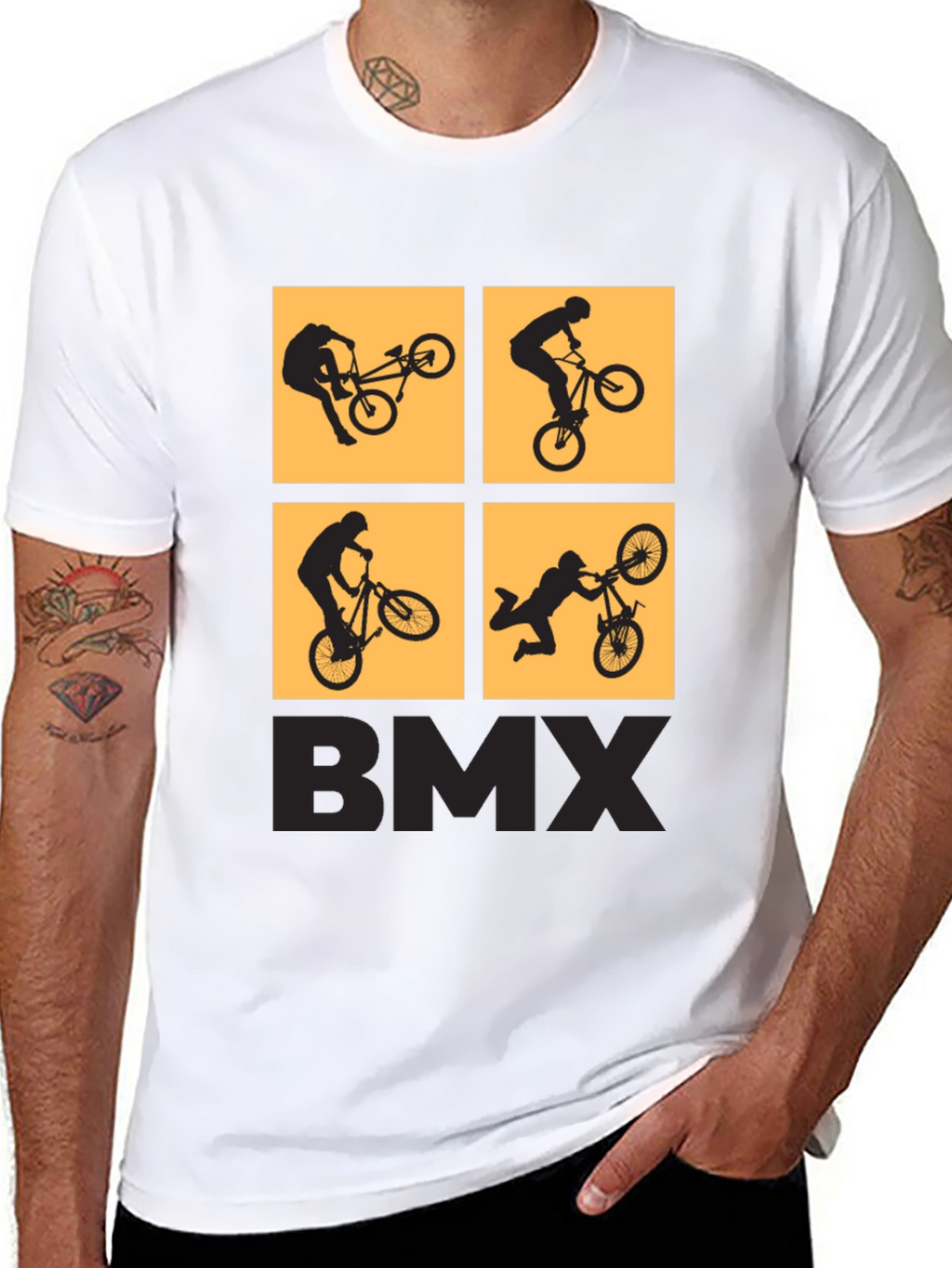 BMX Stunt Silhouette Graphic T-Shirt - Black