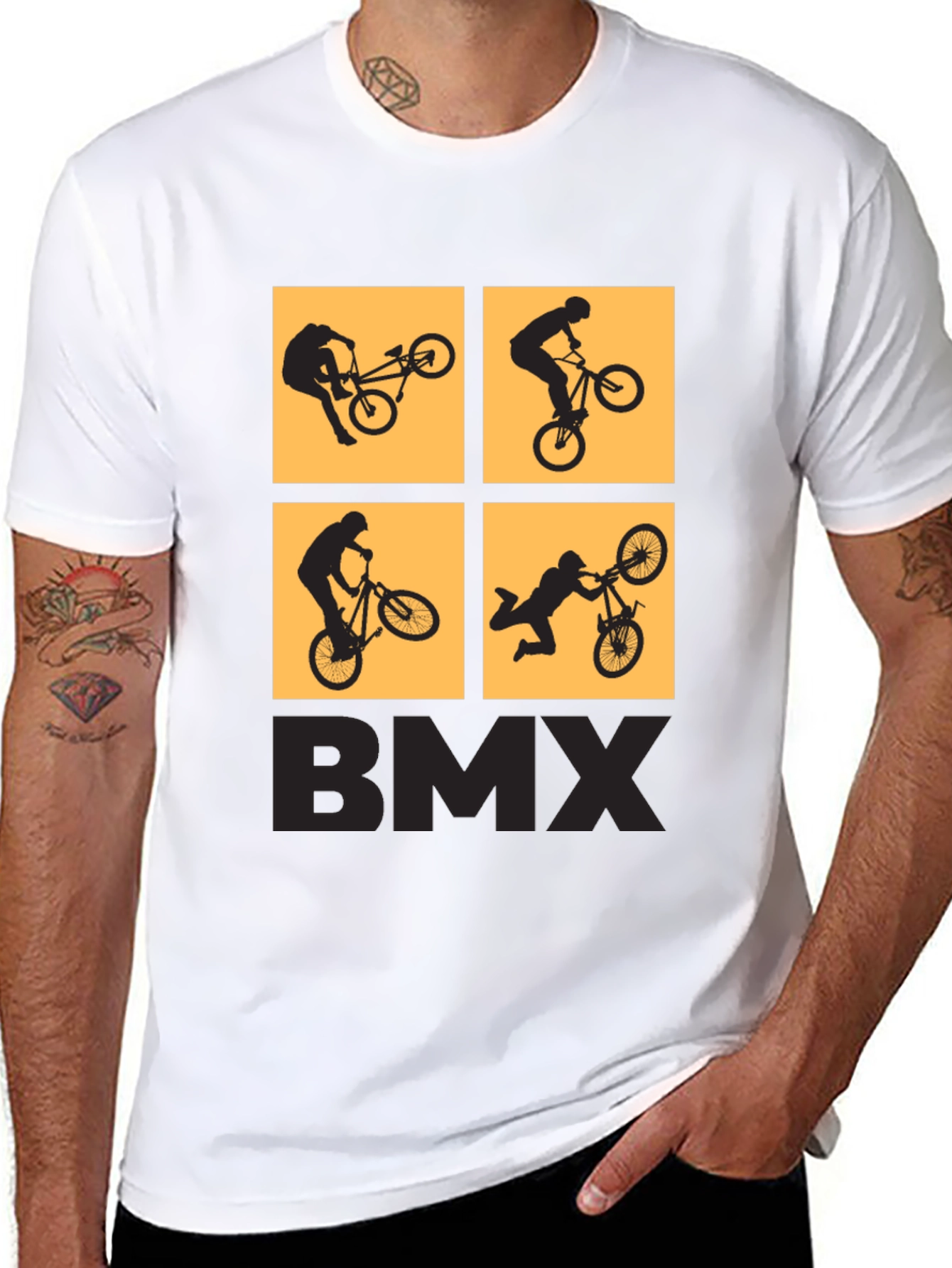 BMX Stunt Silhouette Graphic T-Shirt - Black